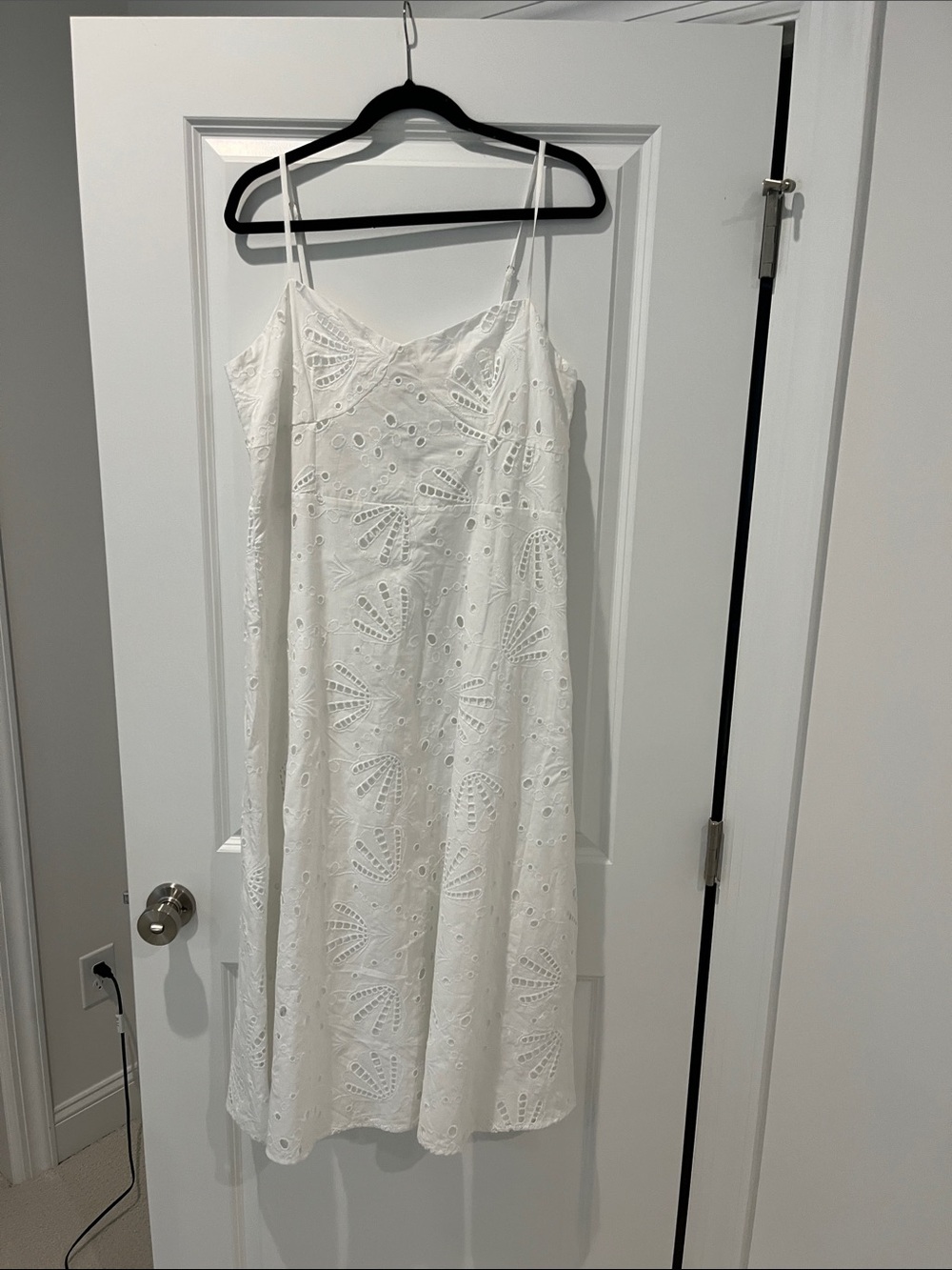 LOFT White Eyelet Midi Slip Dress